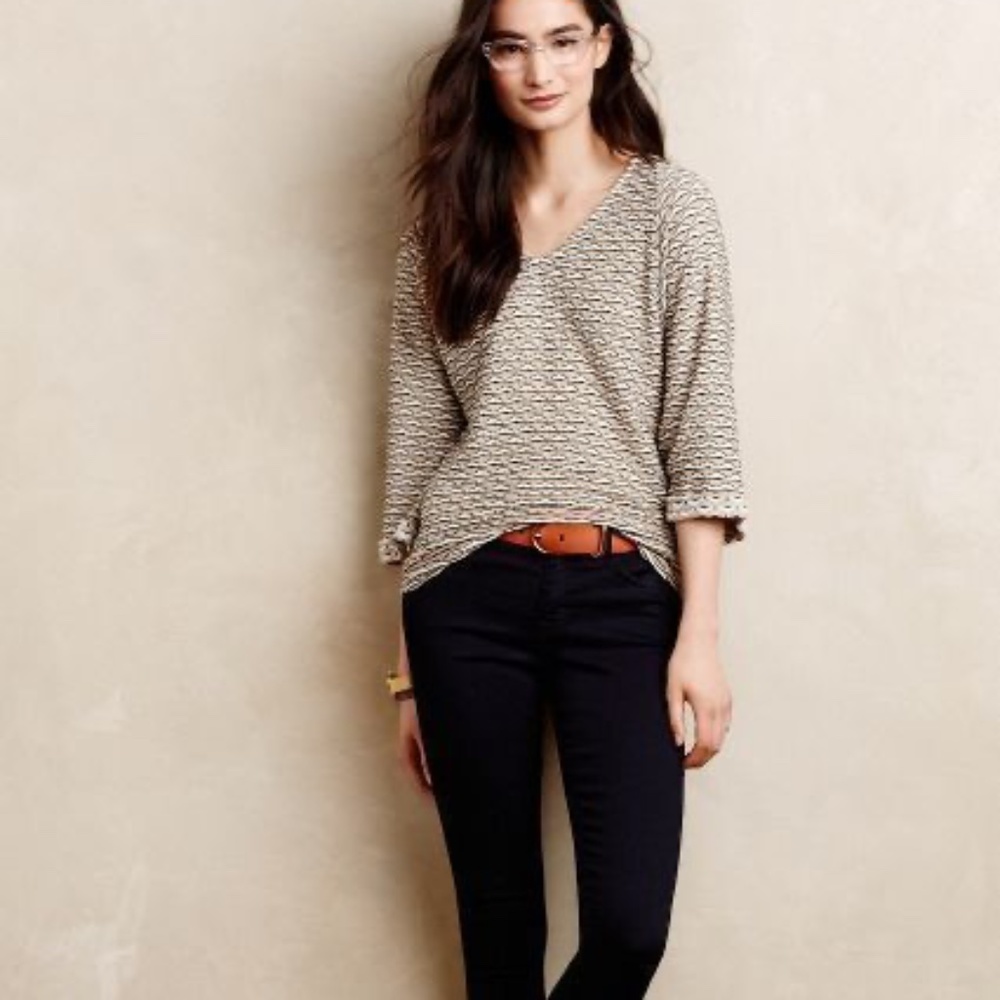 Anthrologie Postmark Avana Textured Dolman V-Neck Beige Top Size S